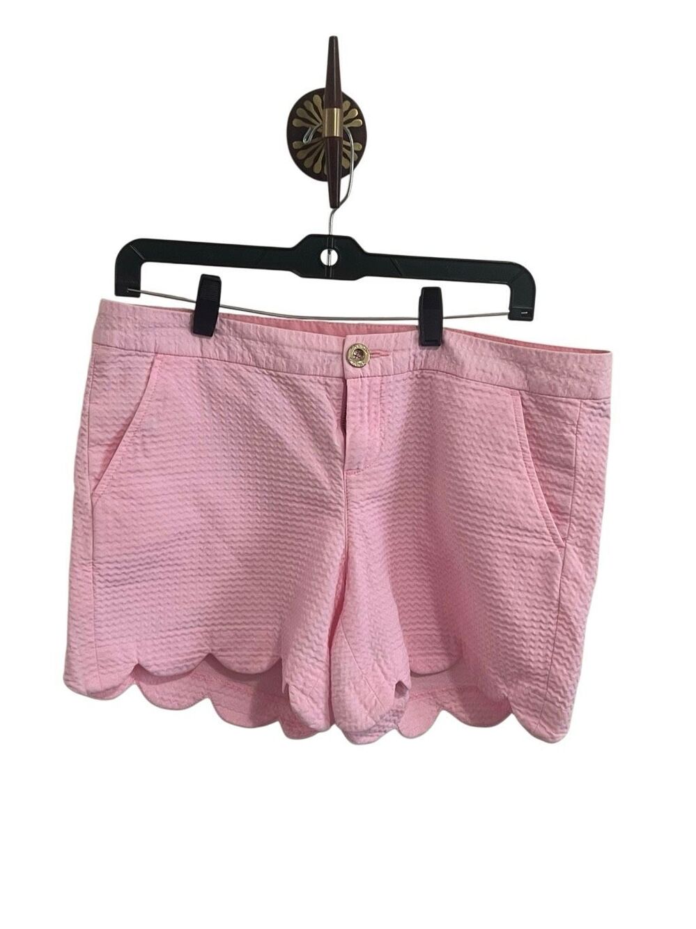 Lilly Pulitzer Buttercup Shorts Light Pink Textured Scalloped Hem size 8